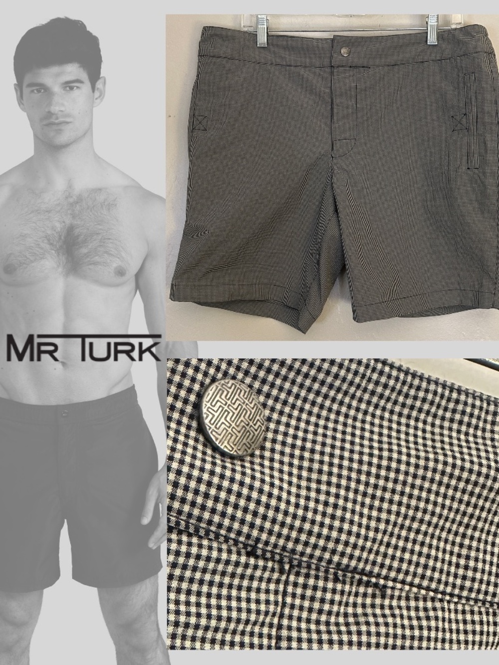 Mr Turk Swim Trunks 34" waist 8" inseam New with tags 50% polyester/50% polyamid